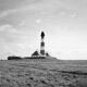 Monochrome series from Westerhever at the North See. Salt meadows and lighthouse,Westerhever, Germany